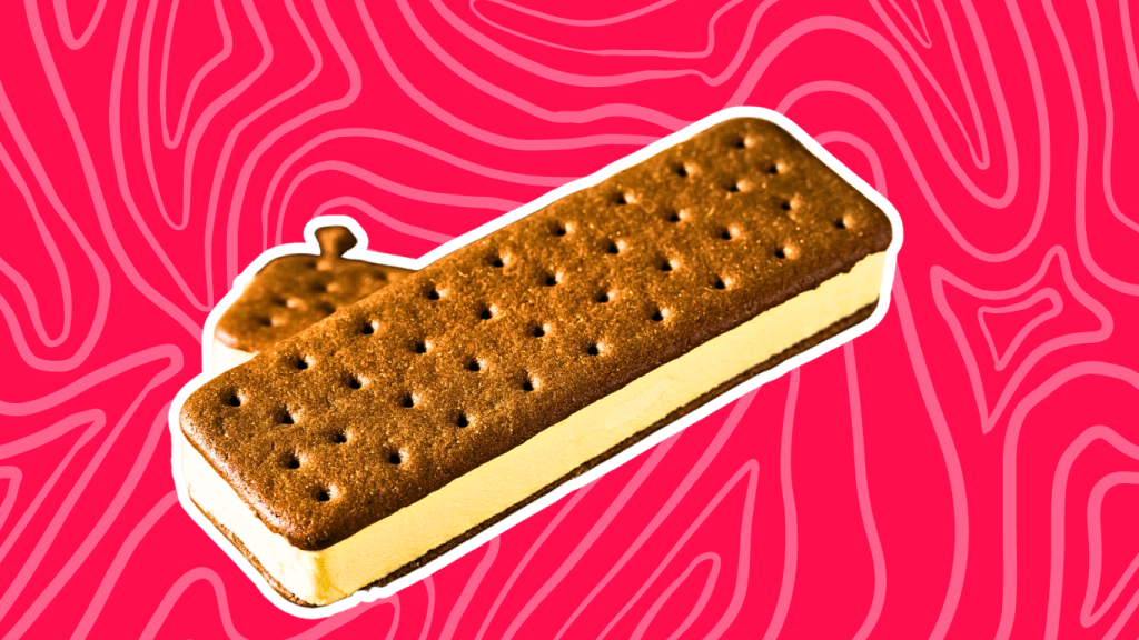 Costco Ice Cream Sandwich Costco’s soft-serve ice cream between two cookies to make an ice cream sandwich