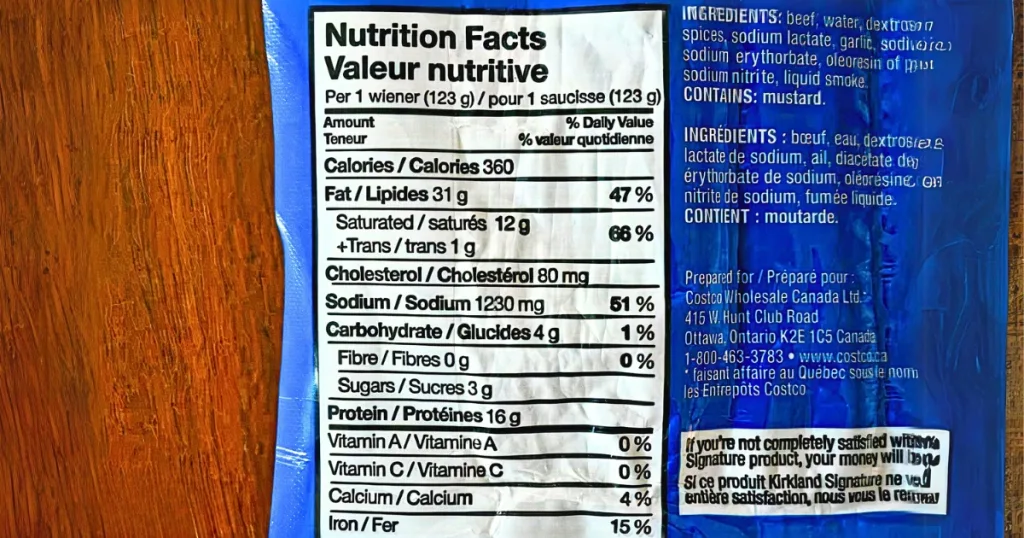 Costco Hot Dog Nutrition Facts
